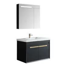 Grey Bathroom Wash Basin Cabinet Ceramic Hand Wash Sink With Cabinet