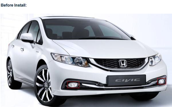 Honda Civic car front fog lamp assembly LED daytime running lights drl