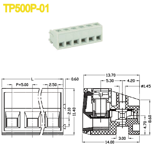 Вставляемый тангаж 5.00mm 300V 10A 2P терминального блока - женщина штепсельной вилки 24P