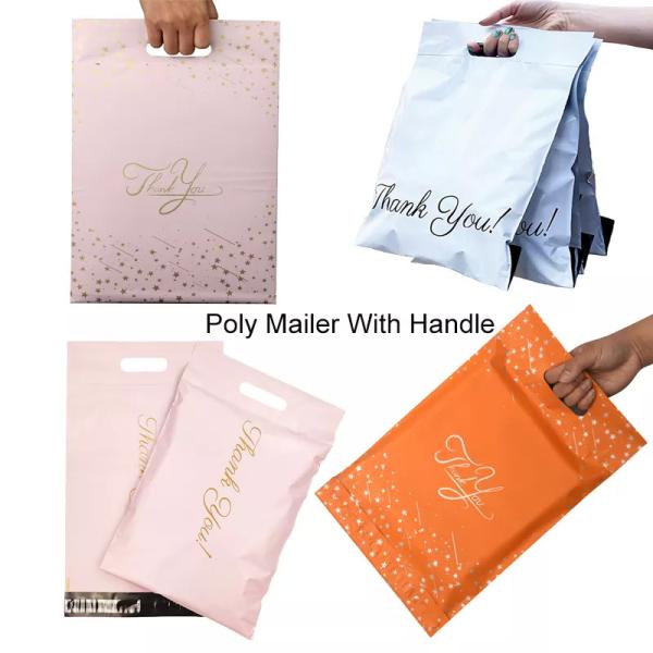 Printing Recycled Plastic Poly Mailer Bags Clothing Packaging Courier Bag With Handle
