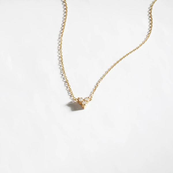 Pendente de Zircon de Ouro 18K Cadeia de Prata Trio Diamante Cubico Colar de Zircon