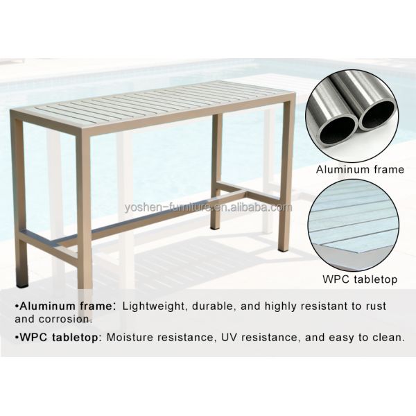 Yoshen 81-Inch Wooden Slat Bar Table for Outdoor Kitchen Backyard & Pub Counter Height