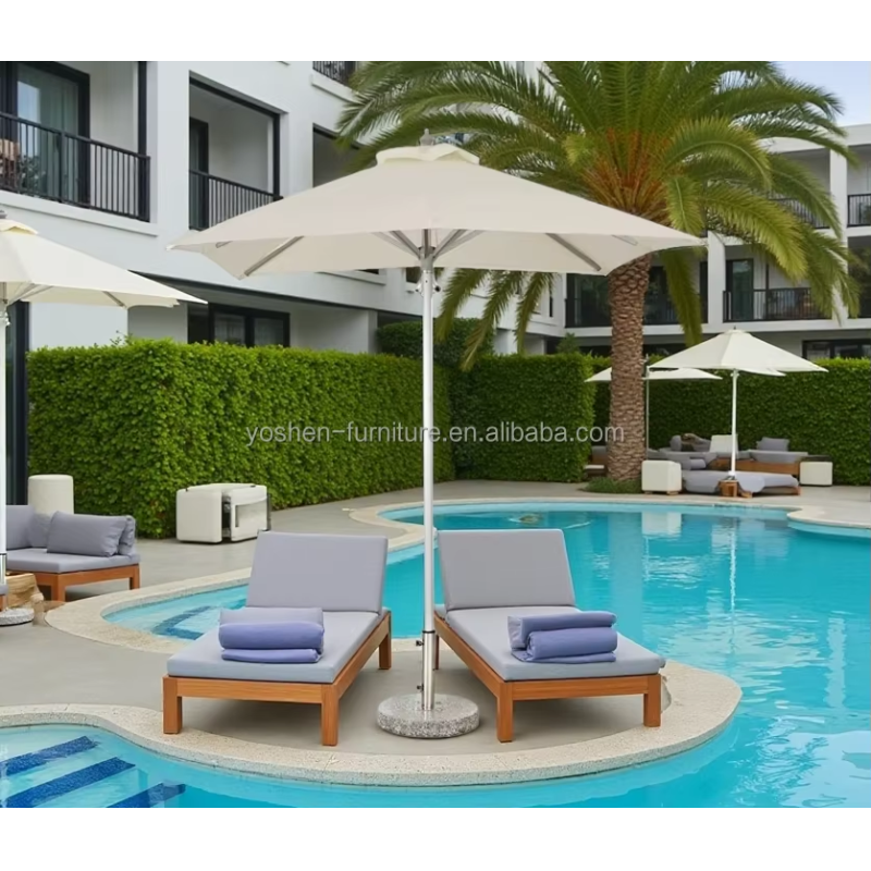 Yoshen 10ft Heavy-Duty Commercial Umbrella All-Weather Aluminum Pool & Patio Parasol with Weighted Base