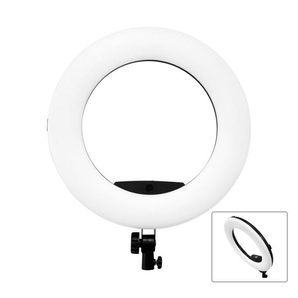 Luz de anillo LED de 18 pulgadas con soporte para teléfono, temperatura de color y brillo ajustables, adecuada para luz de relleno de maquillaje para transmisiones en vivo
