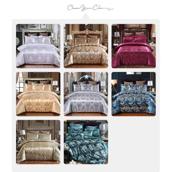 Oeko-tex Certified Europe Style Jacquard Satin Silk Comforter Sets for Hotel Bedding