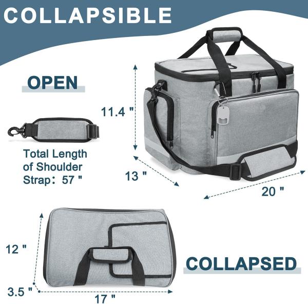 Silver White Large Insulated Tote Cooler Bag With Zipper Soft Men'S 60Can 0.8kg