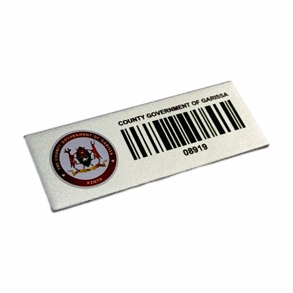 Custom Aluminum QR Code Name Plates Printed Aluminum Inventory Tags