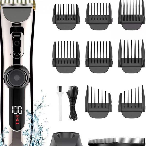 Adjustable Blade Cordless Waterproof Hair Trimmer USB Rechargeable LCD Barber Machine