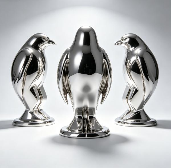 Original Design Penguin Bird Animal Metal Stainless Steel Sculpture Custom Size and Color Options with Durable Polished Finish for Public Spaces