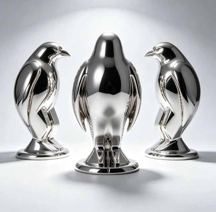 Original Design Penguin Bird Animal Metal Stainless Steel Sculpture Custom Size and Color Options with Durable Polished Finish for Public Spaces