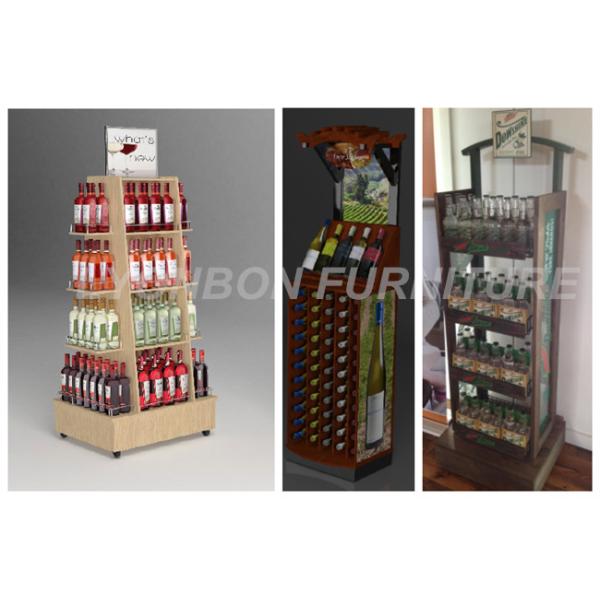 Four sides movable wine display Maple HPL laminated MDF in good quality
