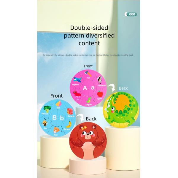 Children's Letters Animal Paper Double-sided Puzzle Early Education Puzzle Toys