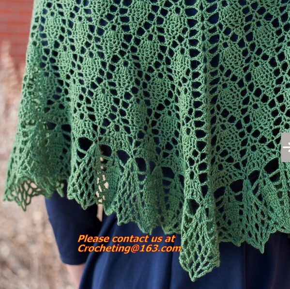 Mexican print knitted open poncho with roll neck, Green Free Knitting Crochet Woman