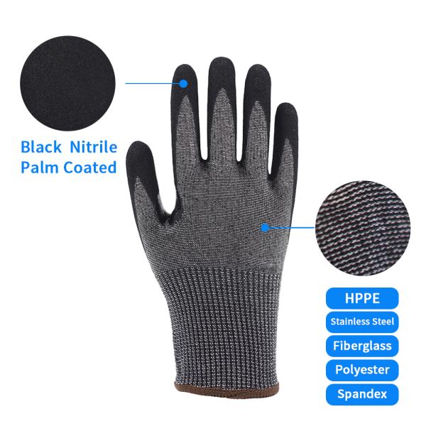 Guantes de trabajo con revestimiento de nitrilo de protección personalizada, diseño de silla de montar para el pulgar, táctiles, para exteriores