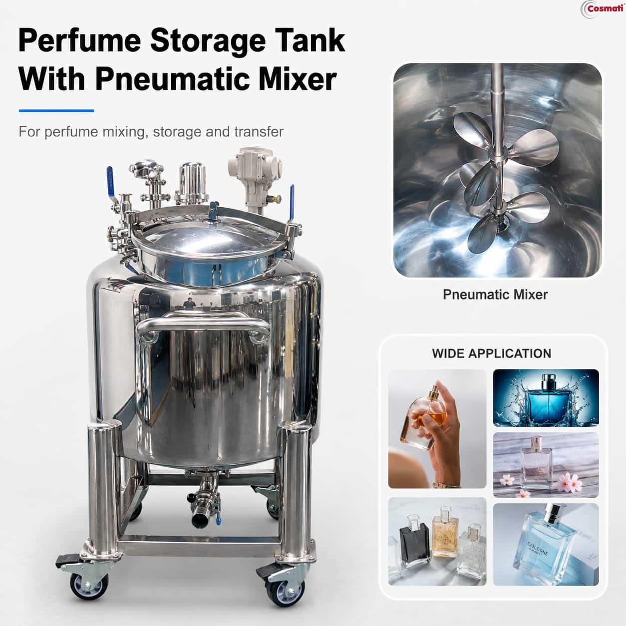 50L Fragrance Oil Blending Tank Perfume Storage Essential Oil Pneumatic Mixer
