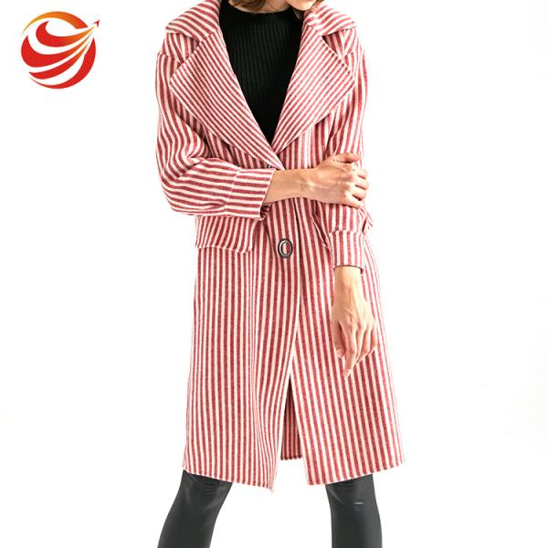 Long Big Lapel Women's Casual Winter Coats , Woolen Overcoat For Ladies