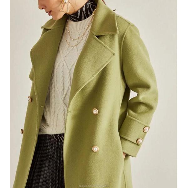                  Wool Blend Peacoat Double-Breasted High Quality Trench Coat Women Long Coats for Ladies             