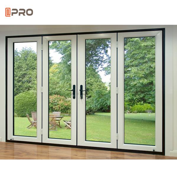 Aluminum Frame Hinged Door Glass Swing Entry Doors 1.2mm-2.0mm Profile Thickness