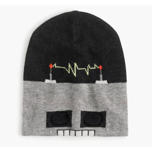 Cute Intarsia Boys Beanie Hat , Lined Winter Knit Caps For Cold Weather