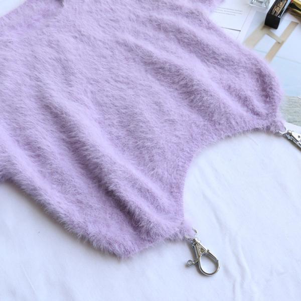 Fleece Knitted Short Sleeve Crop T Shirt