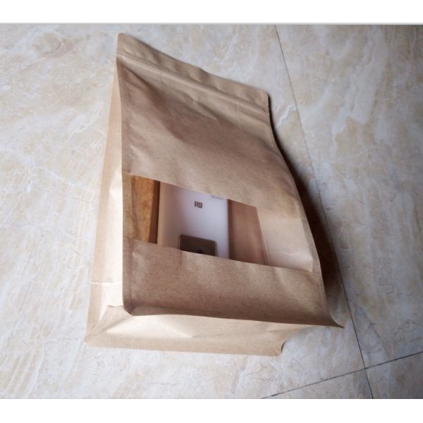 Luxury Stand Up Food Packaging Poly Bags With Front Transparent Window