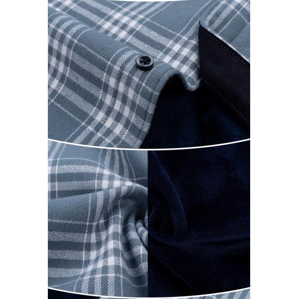 Thickened Fleece Viscose/Polyester/Spandex Plaid Shirt for Men's Office Causal Look
