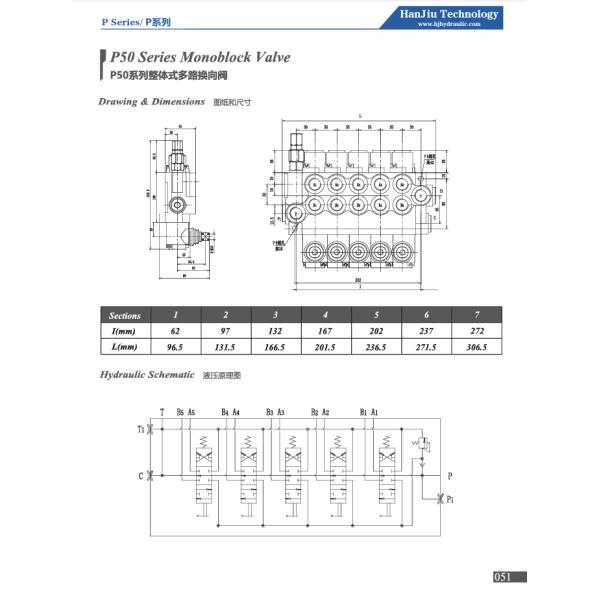 P50 Series Monoblock Control Valves 2 Spool 50 Liters Solenoid Control 12V DC And 24V DC 250 Bar
