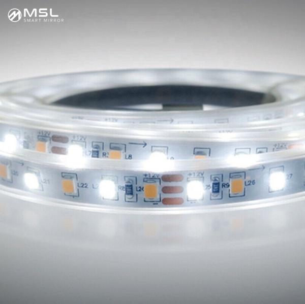 White LED Battery Operated Mirror Modern Battery Powered Bathroom Mirror Round