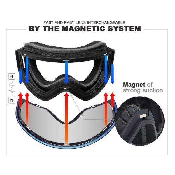 Adjustable strap ski goggles polarized double layers anti fog UV protection windproof ski mask glasses for men women skiing