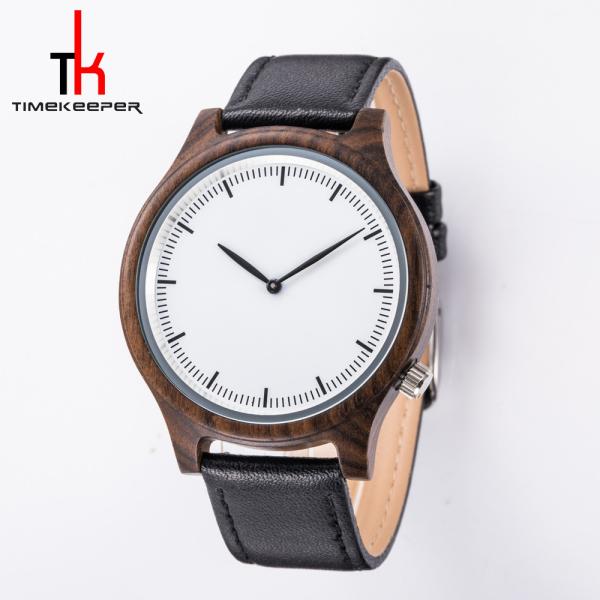 Custom Wood Minimalist Leather Watch Japan Miyota 2035 Movement