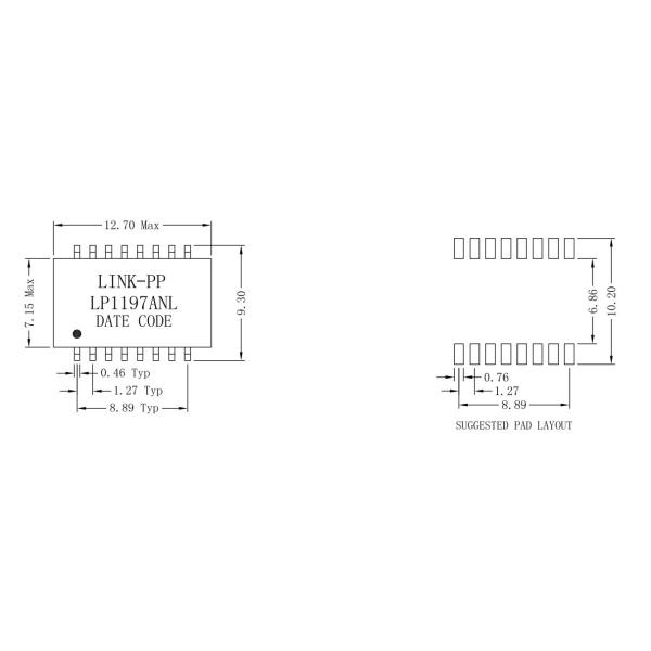 Трансформатор ЛП1197АНЛ ПОЭ, локальная сеть ИЭЭЭ802.3аф силы 1кс 10/100Басе-Т