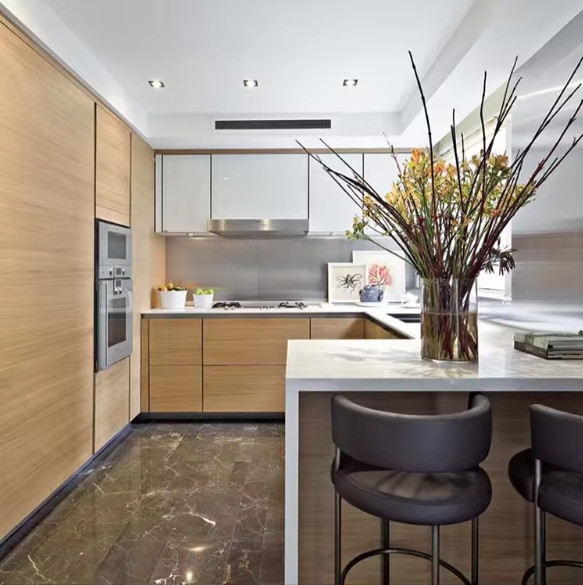 ODM L Shaped Kitchen Cabinets Ready Made Cupboards