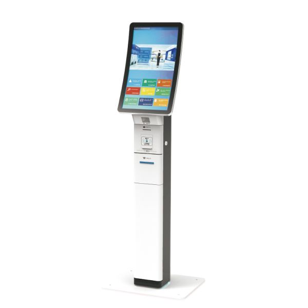 23.6-inch Curved Touchscreen All-in-One Self-service Ordering Kiosk, Equipped with Thermal Printer and QR Payment, for Catering, Hotels & Banks