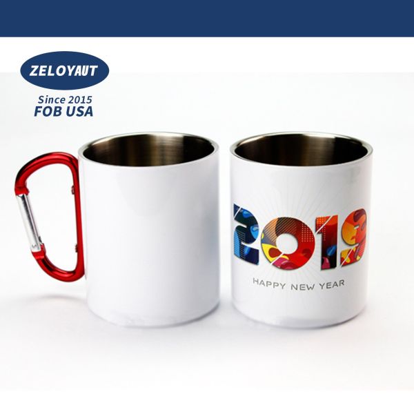 Direct Factory Sale Stainless Steel Sublimation Mug with Gradient Design Red Handle for Promotional & Business Gifts