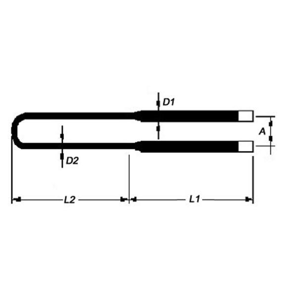 1800 MoSi2 Heating Elements 30x300mm High Heat Extensibility