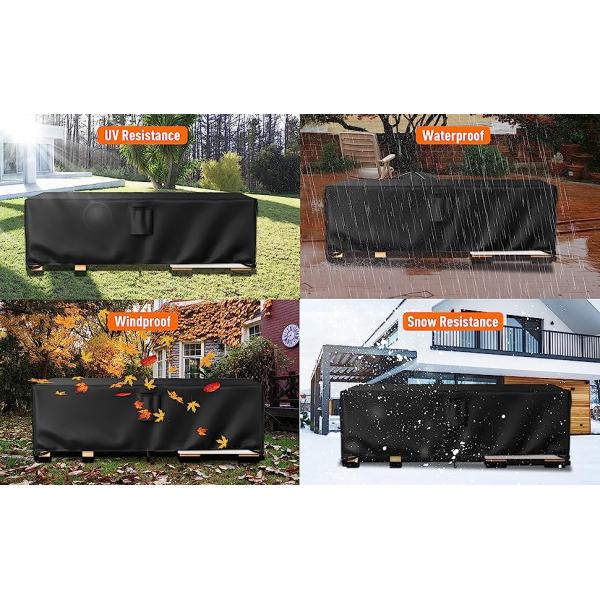 Outdoor Waterproof Patio Furniture Covers,420D Oxford Polyester Black Rectangular Sectional Furniture Set Covers