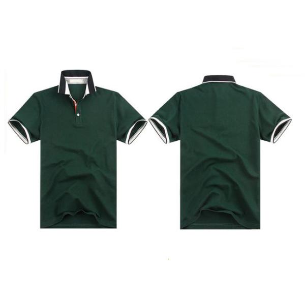 Slim Fit Cotton Polo Shirts Embroidered Black Lapel / Custom Polo Tee Printing
