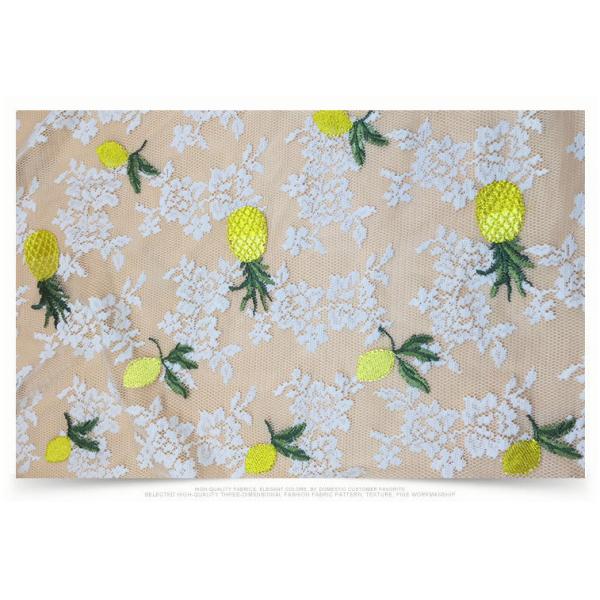 2018 Summer Newest Style Pineapple Embroidery Fabric 140cm wide for wedding dress