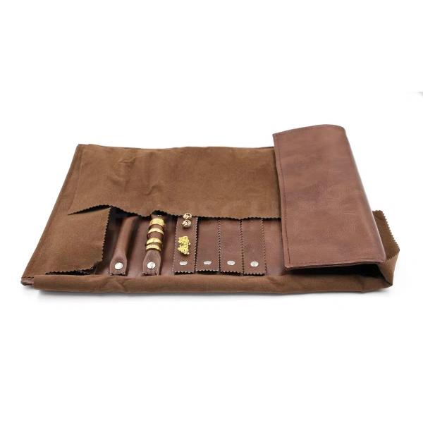 Western Cowboy Style Brown Travel Jewelry Case Roll For Long Necklaces