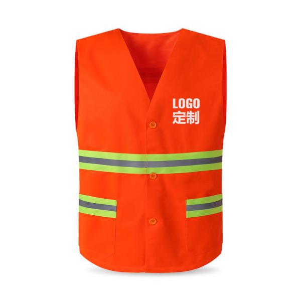 Washable Reflective Safety Vests Orange Construction Vest With Pockets
