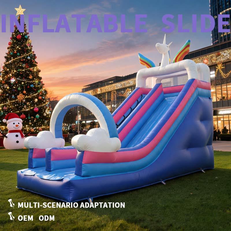 Commercial Grade Unicorn Inflatable Slide Rainbow Bouncy Water Slide with Arch for Party Rental Business