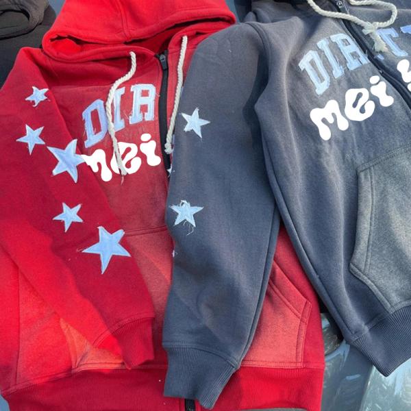 Camiseta con capucha con bordado aplicado con parche de capucha con sudadera de peso pesado francés con acido Terry Vintage Hoodies hombres