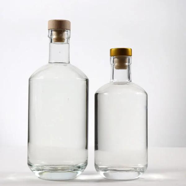 Collar Glass 750ml 500ml 375ml 200ml 100ml Vodka Spirit Gin Rum Liquor Bottle for Cosmetic