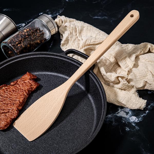 Acacia Beech Wood Spatula Kitchen Pot Shovel Burr Free Surface