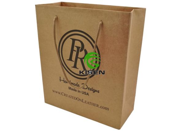 Lightweight Brown Kraft Paper Shopping Bags Custom Logo / Size OEM Accepted