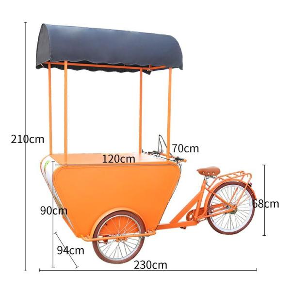Three Wheels Mobile Vending Cart for Coffee Retail Hot Dog Truck Tricycles Ice Cream