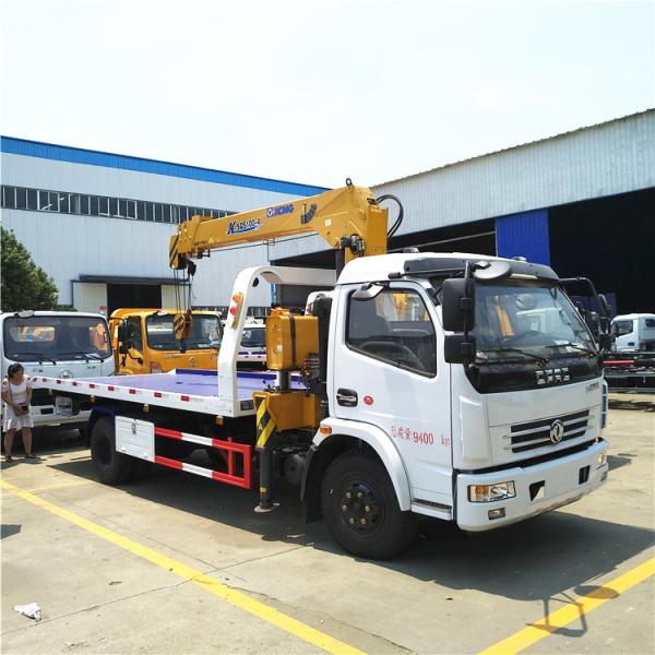 4 Tons Dongfeng Euro 3 Slide Bed Recovery Truck With Telescopic Crane