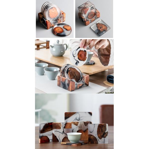 Epoxy Resin and Wood Coasters with Customized Multi Functional Design Printing burned
