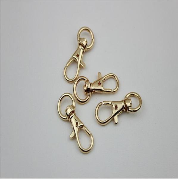 Factory custom zinc alloy light gold metal fish mouth trigger round eye bolt snap hook 10 mm