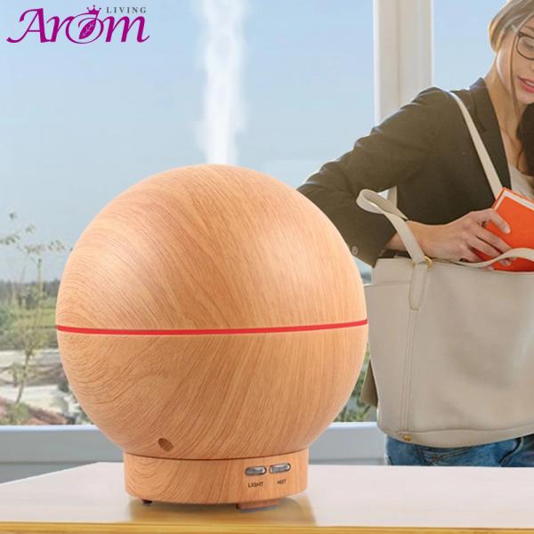 400ML Round Ultrasonic Light Wood Grain Cool Mist Humidifier For Home